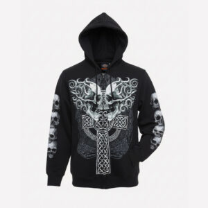 SUDADERA CREMALLERA SKULLS CELTIC CROSS / GLOW IN THE DARK